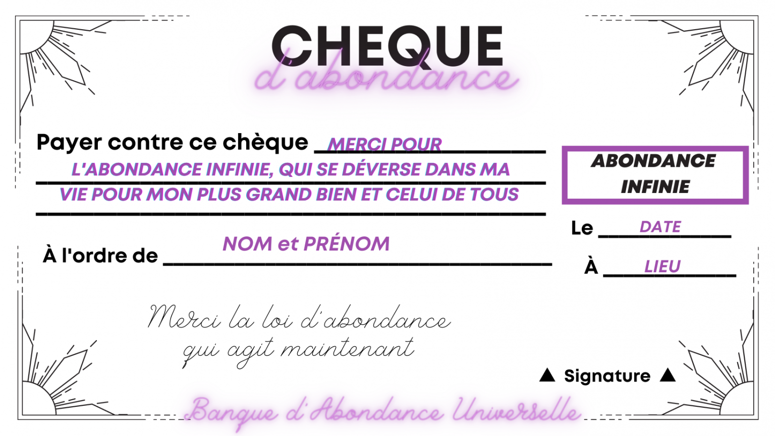 COMMENT RÉDIGER LE CHÈQUE D’ABONDANCE ? – Galaxies Vibratoires by Flore