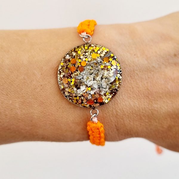 Bracelet Macramé 25mm | Nébuleuse ABONDANCE | Chakra sacré | Argenté