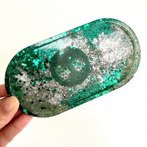 🌿 Plateau de Rechargement Ovale – Arbre de Vie Aventurine Verte • Cristal de Roche