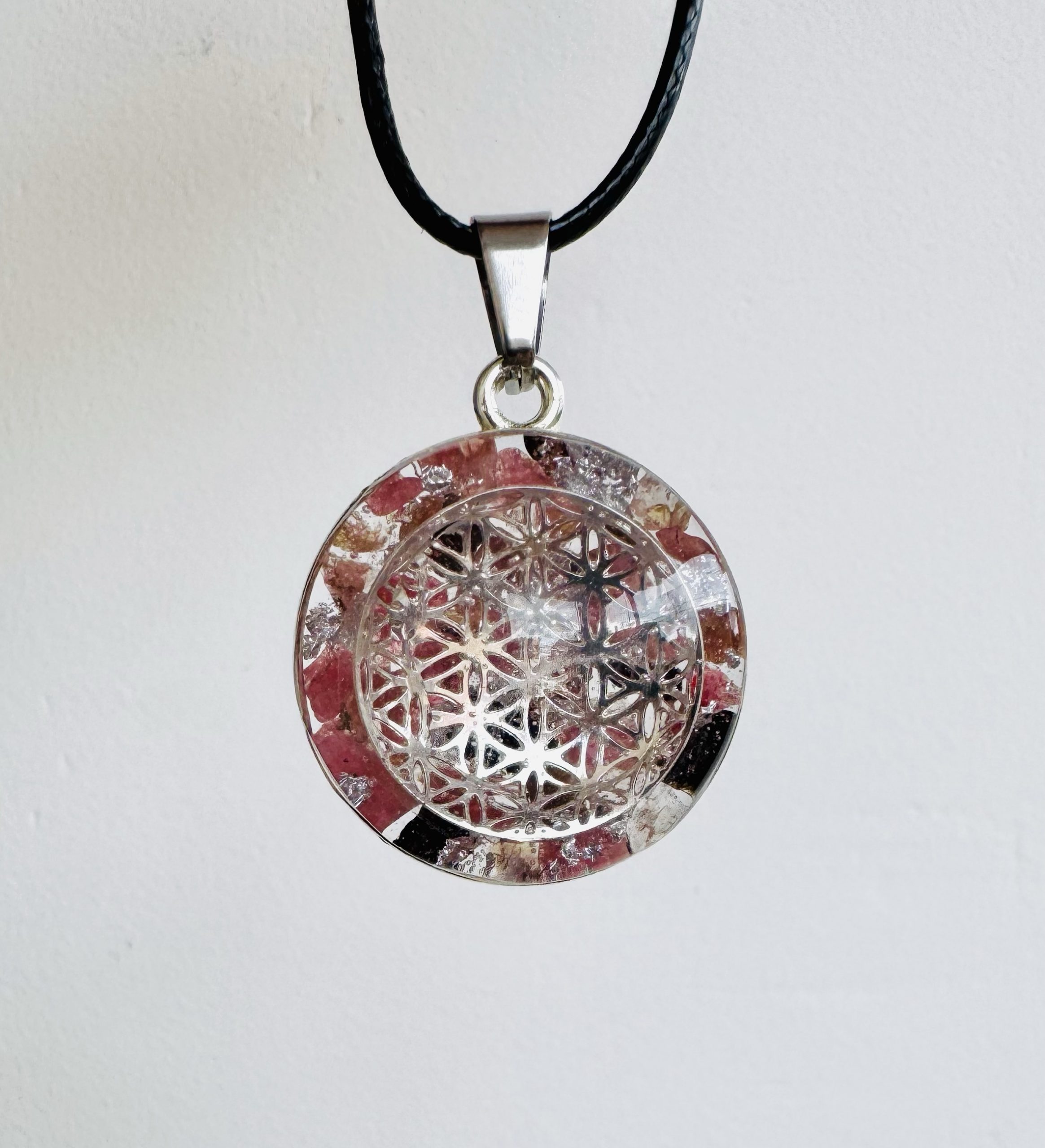 đ Maxi Galaxie CĆUR GUĂRISSEUR â Fleur de Vie & Rhodonite â Image 3