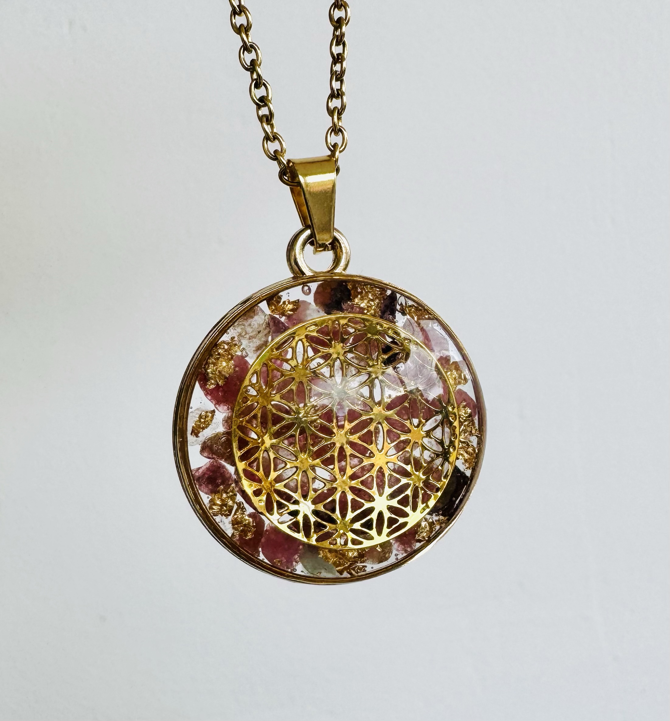 đ Maxi Galaxie CĆUR GUĂRISSEUR â Fleur de Vie & Rhodonite â Image 2