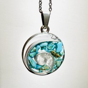 Collier vibratoire doré - Exprimer sa propre voix • Turquoise & Cristal de roche