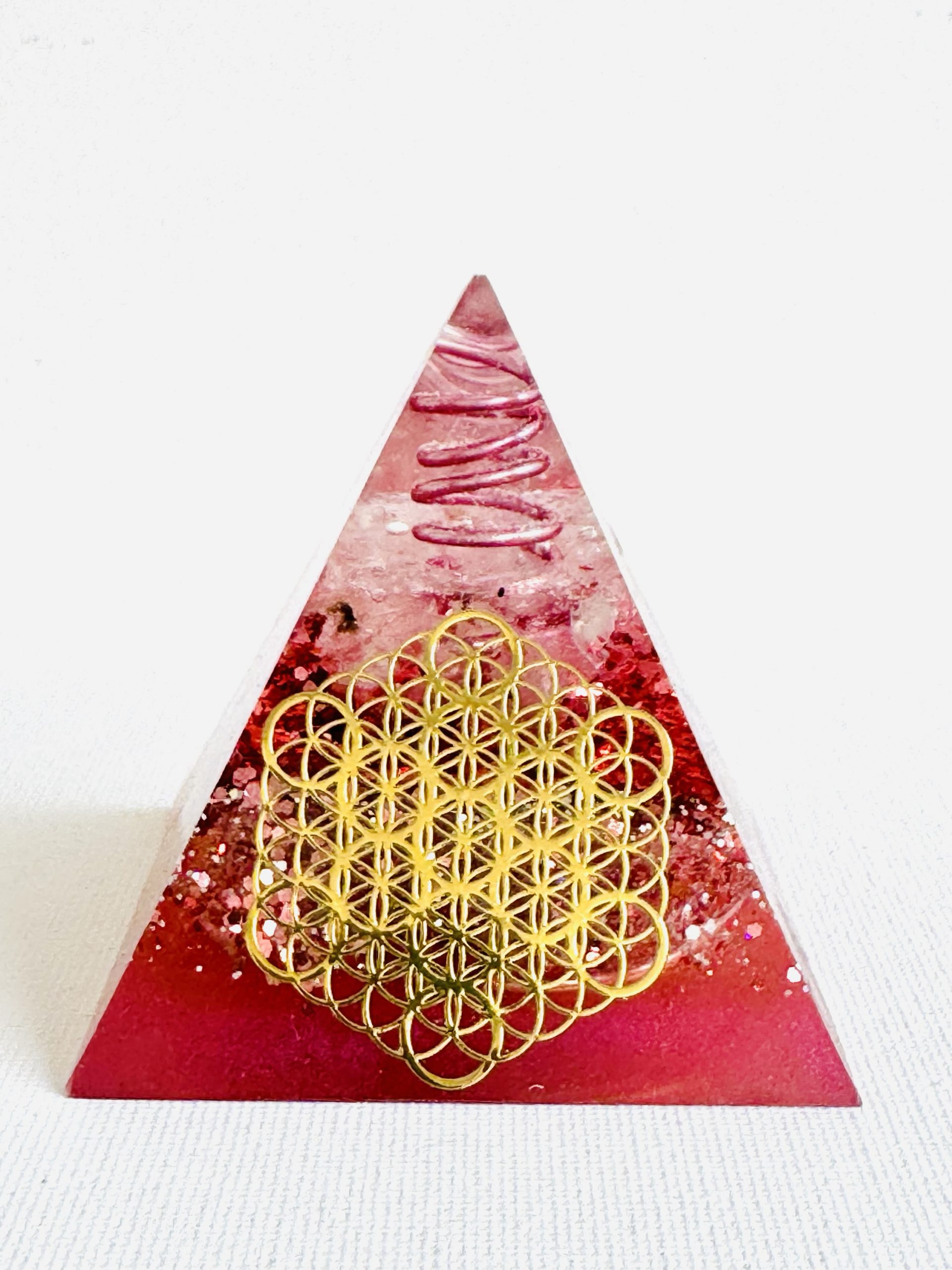 đș Pyramide Vibratoire â
Amour Originel & Unité Sacrée | Quartz rose ⹠Cristal de roche ⹠Géométries sacrées superposées