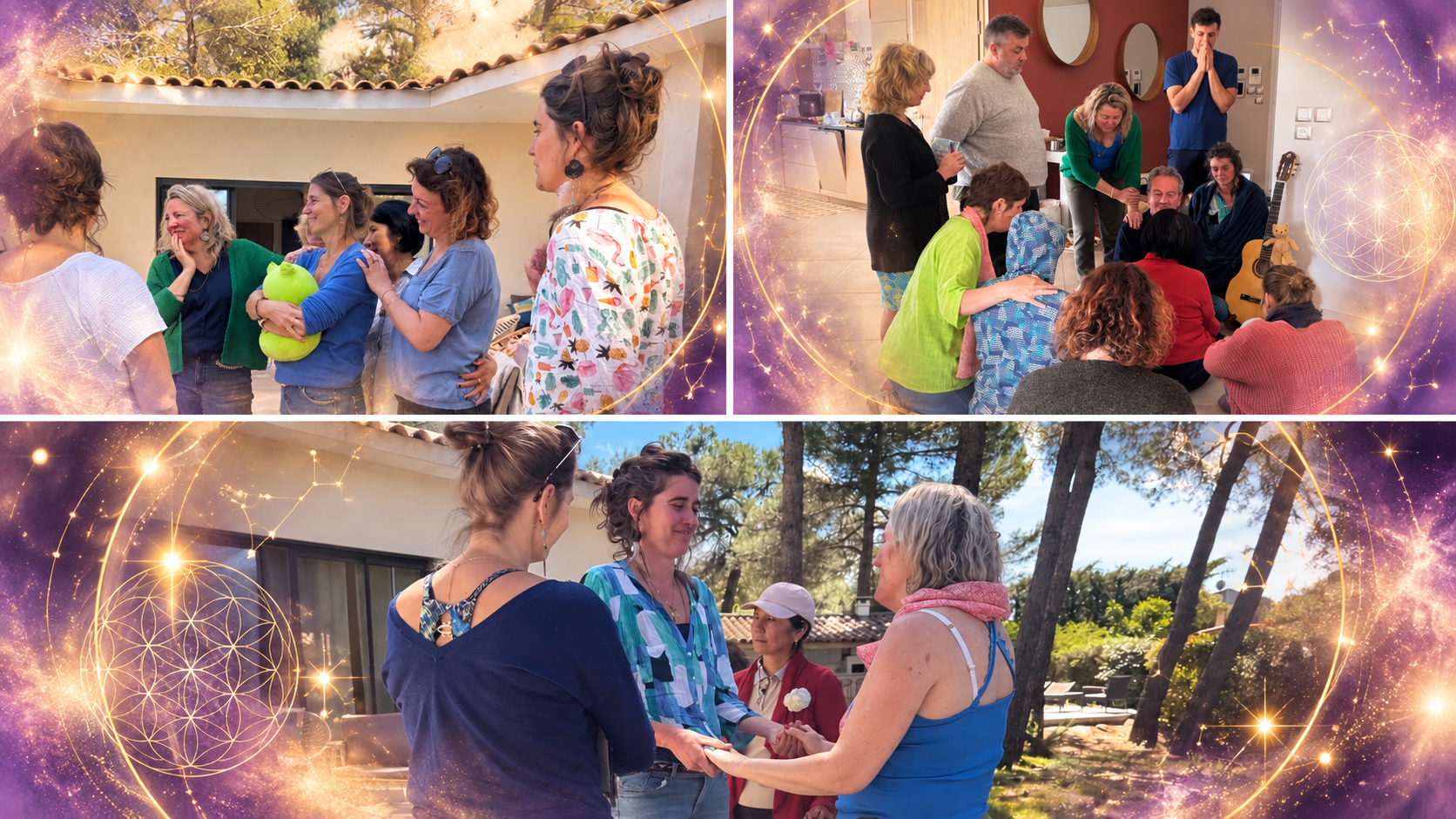 Moments de pratique et de transmission pendant un atelier de constellations